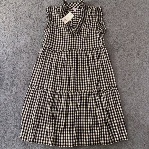 NWT CROWN & IVY BLACK & WHITE GINGHAM TIERED DRESS - SIZE L - Picture 2 of 7